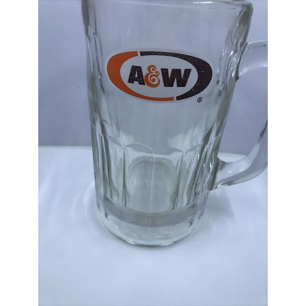 A & W Heavy Root Beer Glass Mug Tall Clear With Logo  Preowned Vintage